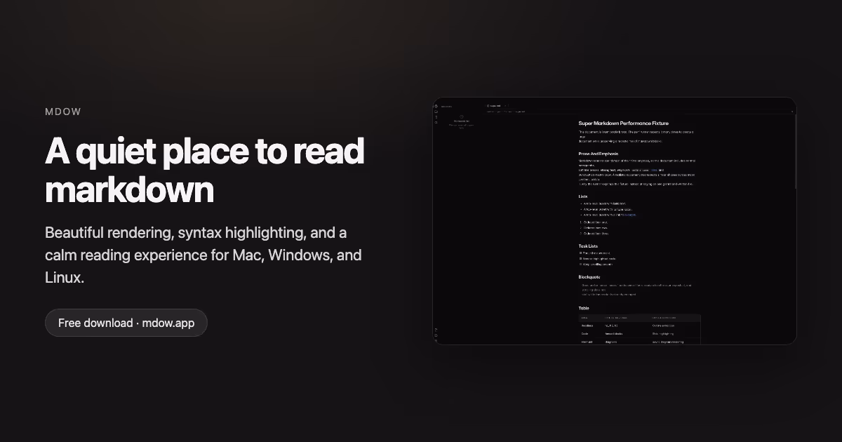 Mdow desktop markdown reader